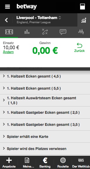 Betway Bet Builder Wettmärkte