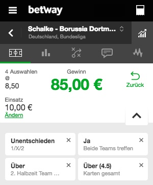 Betway Konfigurator Wette Schalke BVB