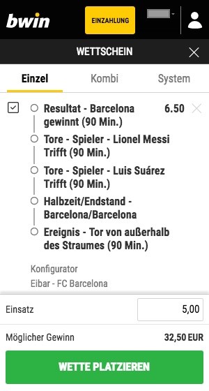 Bwin Betbuilder Barcelona vs. Eibar