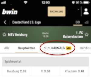 Bwin App Wetten Konfigurator 