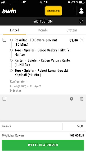 Bwin Bundesliga Konfigurator Wettschein