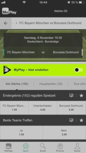 MoPlay MyPlay Bet Builder inaktiv