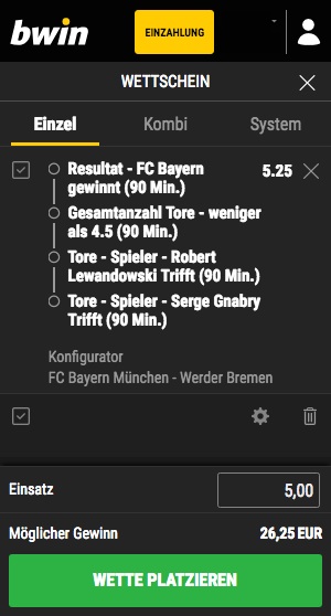 Bwin Konfigurator Wette Bayern Bremen