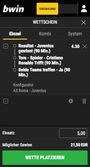 Bwin Spezialwette Roma Juve