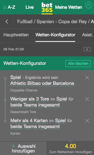 bet365 Konfigurator Bilbao Barcelona