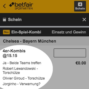 Betfair Chelsea Bayern Konfigurator Tipp