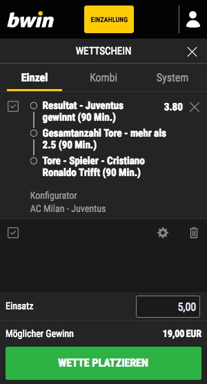 Bwin Konfigurator Milan Juve