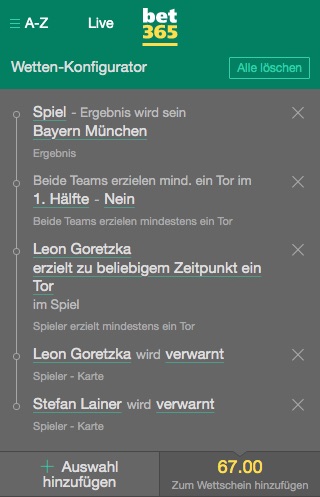 bet365 Wett Tipp Bayern Gladbach Goretzka