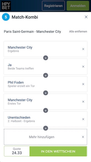 Match Kombi Wettschein Hpybet