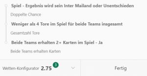 Inter Juve Konfigurator Wett Tipp
