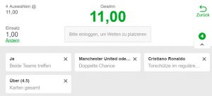 Betway Konfigurator Tipp zu Man United