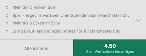 Screenshot bet365 Manchester Derby Wett Tipp im Konfigurator