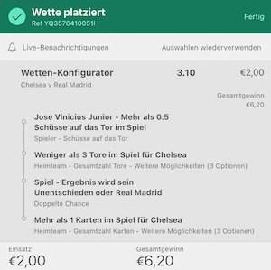 bet365 wett tipp Chelsea Real